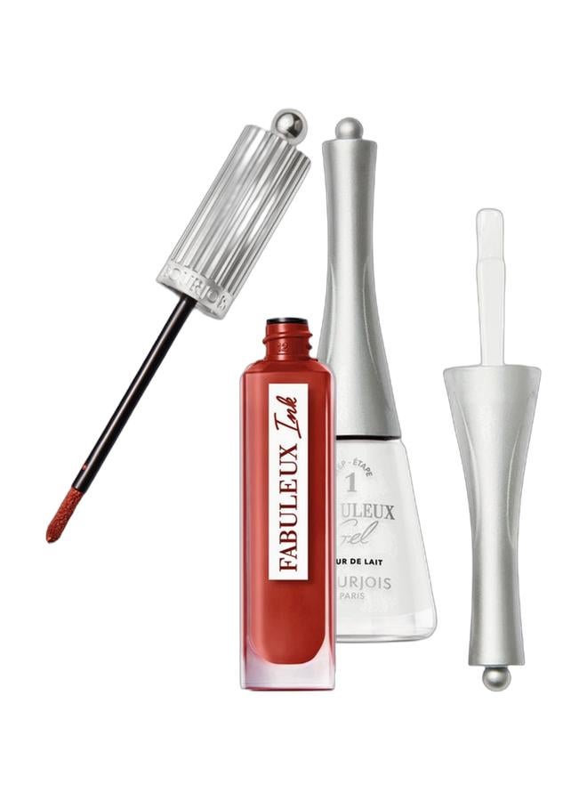 BOURJOIS PARIS Fabuleux Ink Lacquer - 08 - Cinna'Mon Amour 3.5Ml & Fabuleux Gel Nail Polish - 95 - Fleur De Lait 9Ml Bundle - Image 1